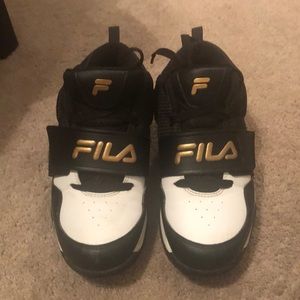 Black/ White/ Gold Fila Shoes